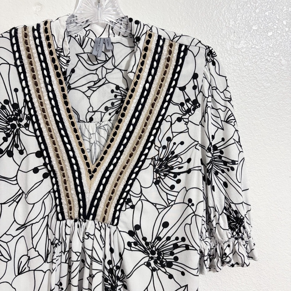 Anthropologie Bl-nk London Stephanie Top in Black & White Floral Print - Picture 7 of 11